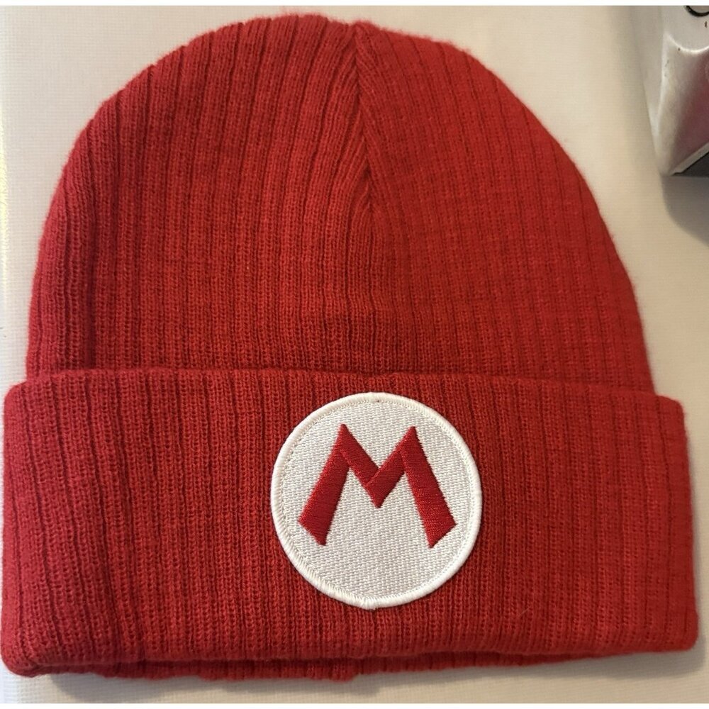 Like new Mario Knit Skull Cap Red Beanie Super Mario Bros Nintendo One Size